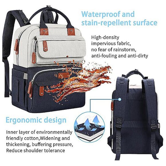 Diaper Bag Backpack, Baby Boy Diaper Bag, Large Diaper Bag Backpack Blue - Picture 5 of 8